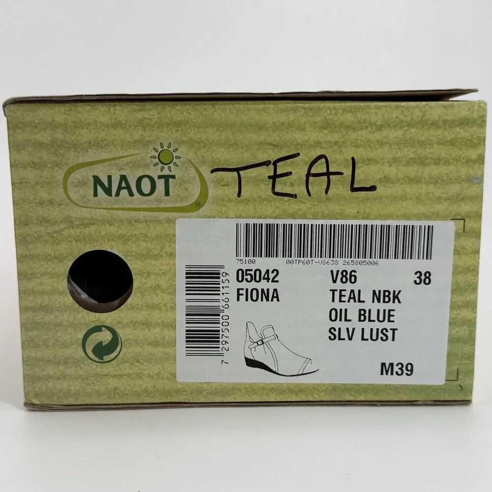 Naot Fiona Wedge Sandals 38‎ Teal Suede Leather Comfort Shoes Womens 7 Brand New - Picture 6 of 7